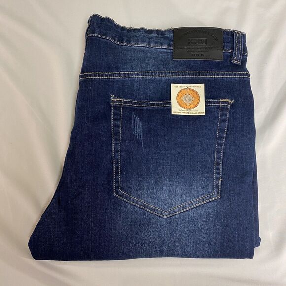 Henry & William Jeans Mens 42x32 Blue Relax Fit Distressed American Preppy Denim - Picture 12 of 16